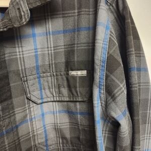Eddie Bauer Gray and Blue Plaid Shirt
